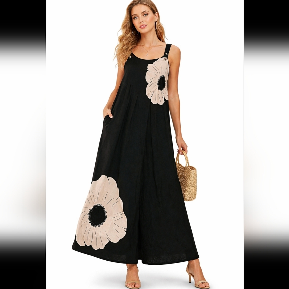 Boho Women's Jumpsuit Loose Wide Leg Overalls Floral Printed Baggy Romper M